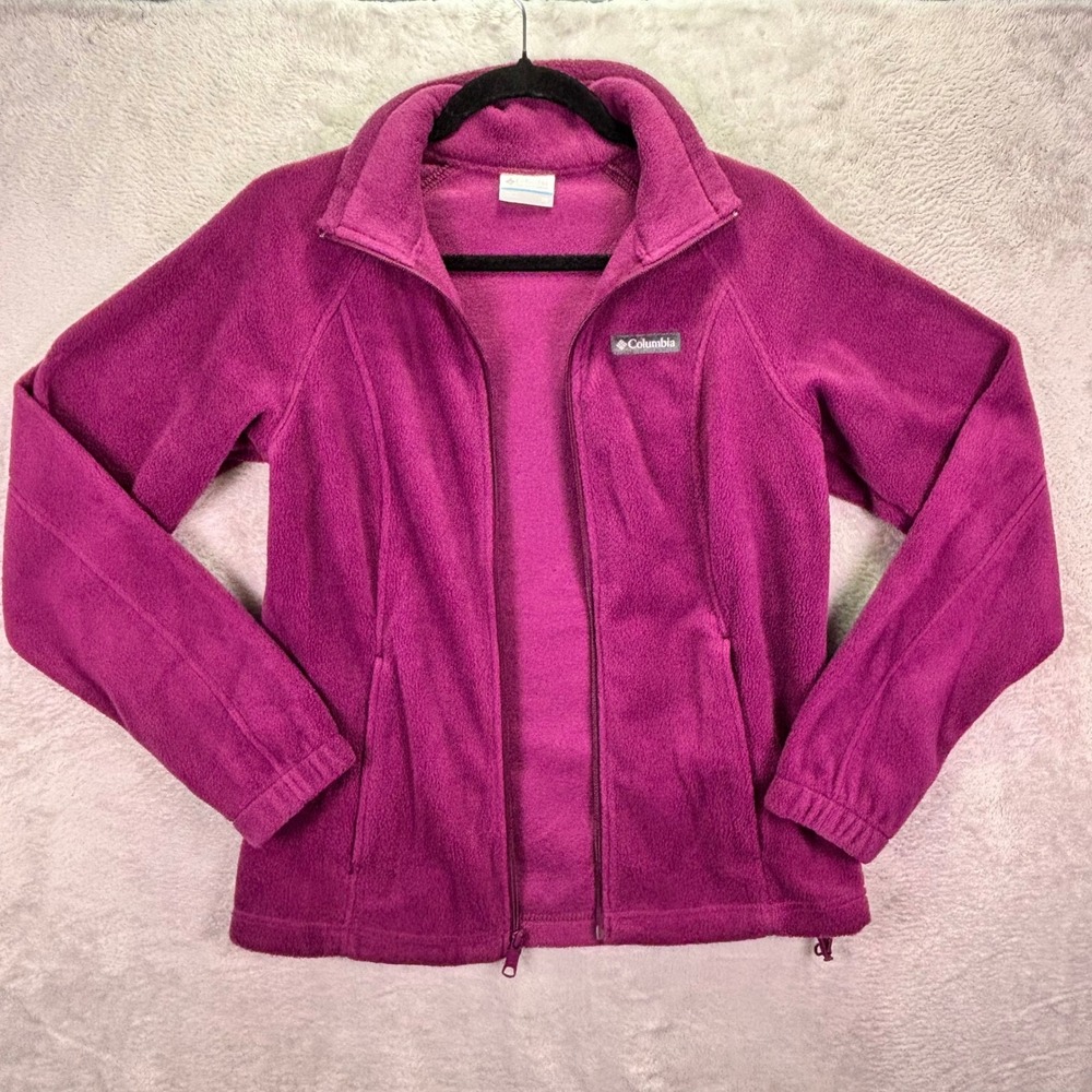 Columbia Womens Fleece Jacket Purple XS Full Zip Benton Springs Mock Neck Soft - Picture 7 of 9